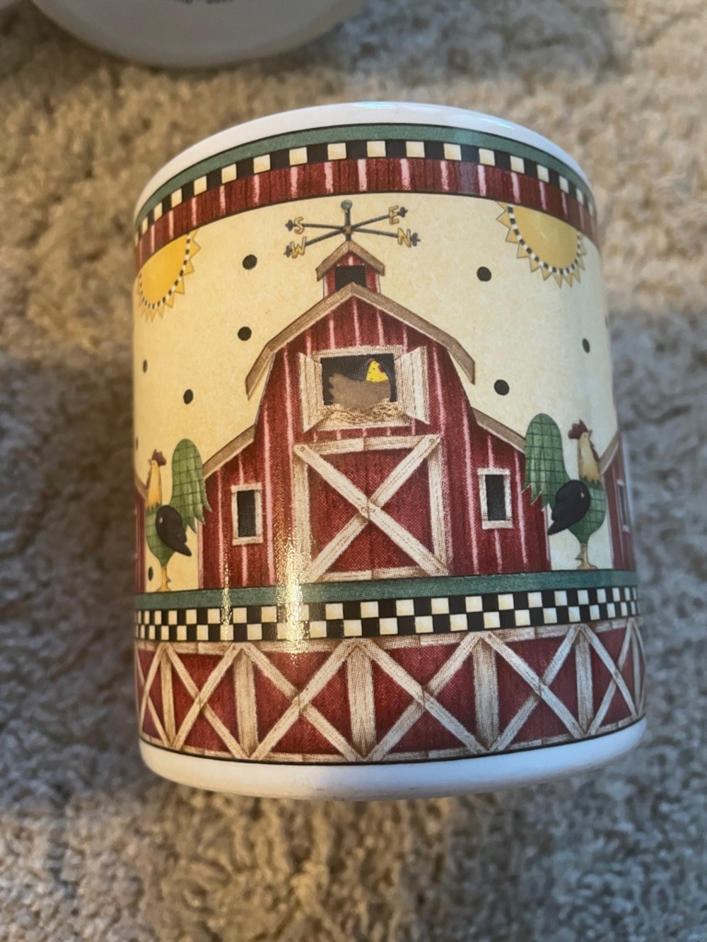 Sakura Weathervane Farmhouse Red Barn Ceramic Mug with Rustic Farm Print (2)